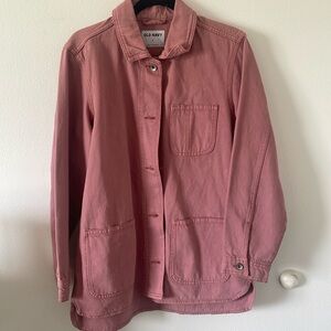 Old Navy Women's Oversized Workwear Button Shacket Dusty Rose